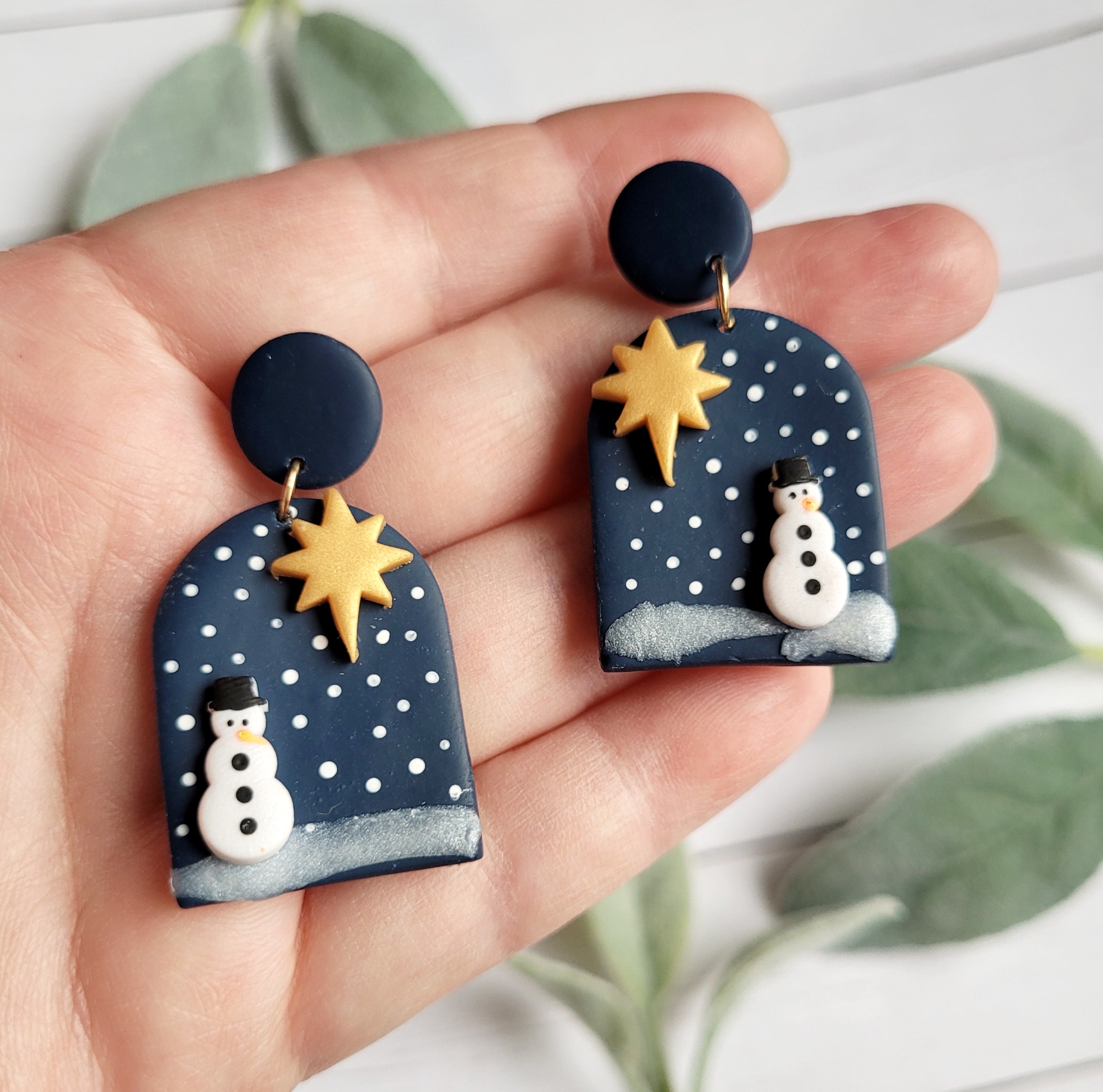 Polymer clay store snowman earrings