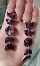 Load image into Gallery viewer, Dark Floral Silver Moon Phase Dangles
