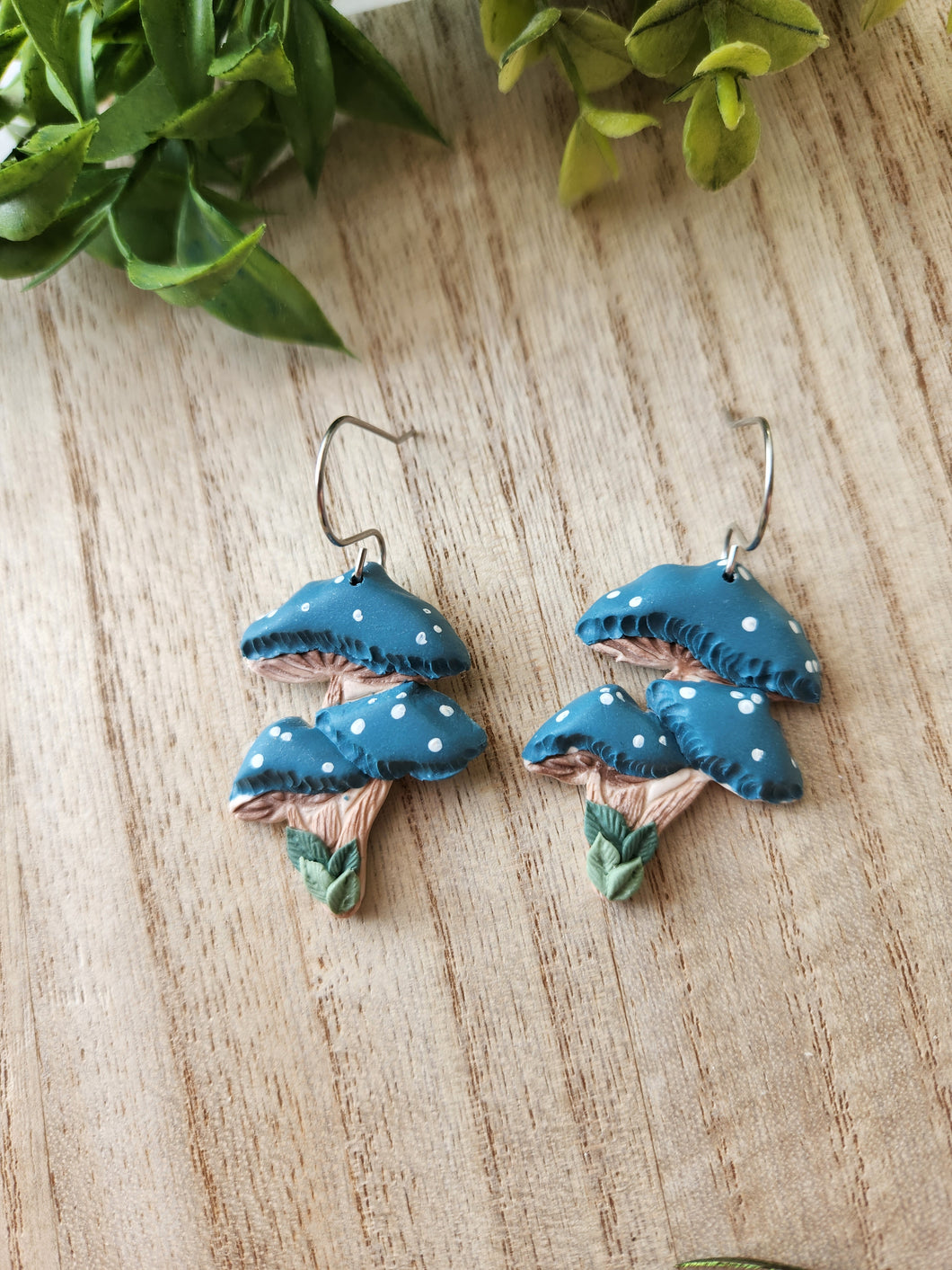 Blue Mushroom Trio Dangles