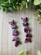 Load image into Gallery viewer, Dark Floral Gold Moon Phase Dangles
