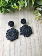 Load image into Gallery viewer, Black Mandala Double Dangles
