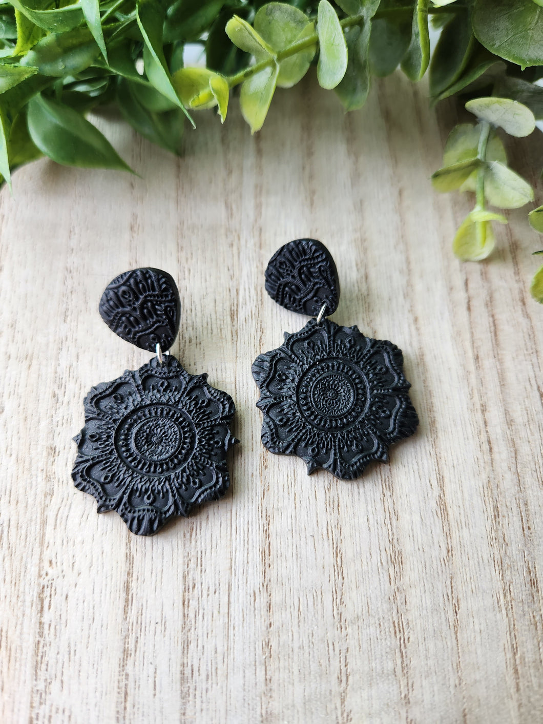 Black Mandala Double Dangles