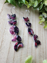 Load image into Gallery viewer, Dark Floral Silver Moon Phase Dangles
