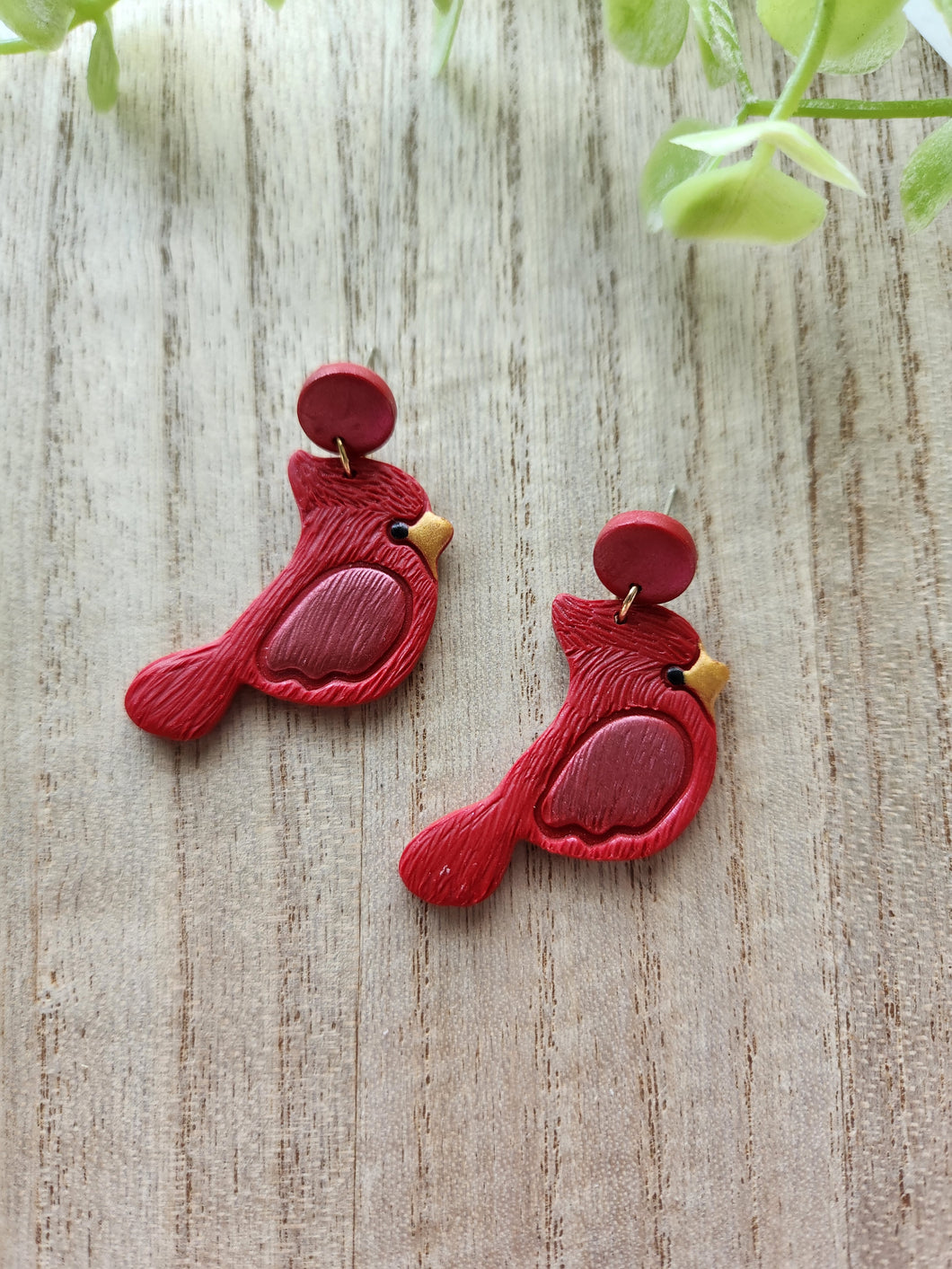 Red Cardinal Stud Dangles