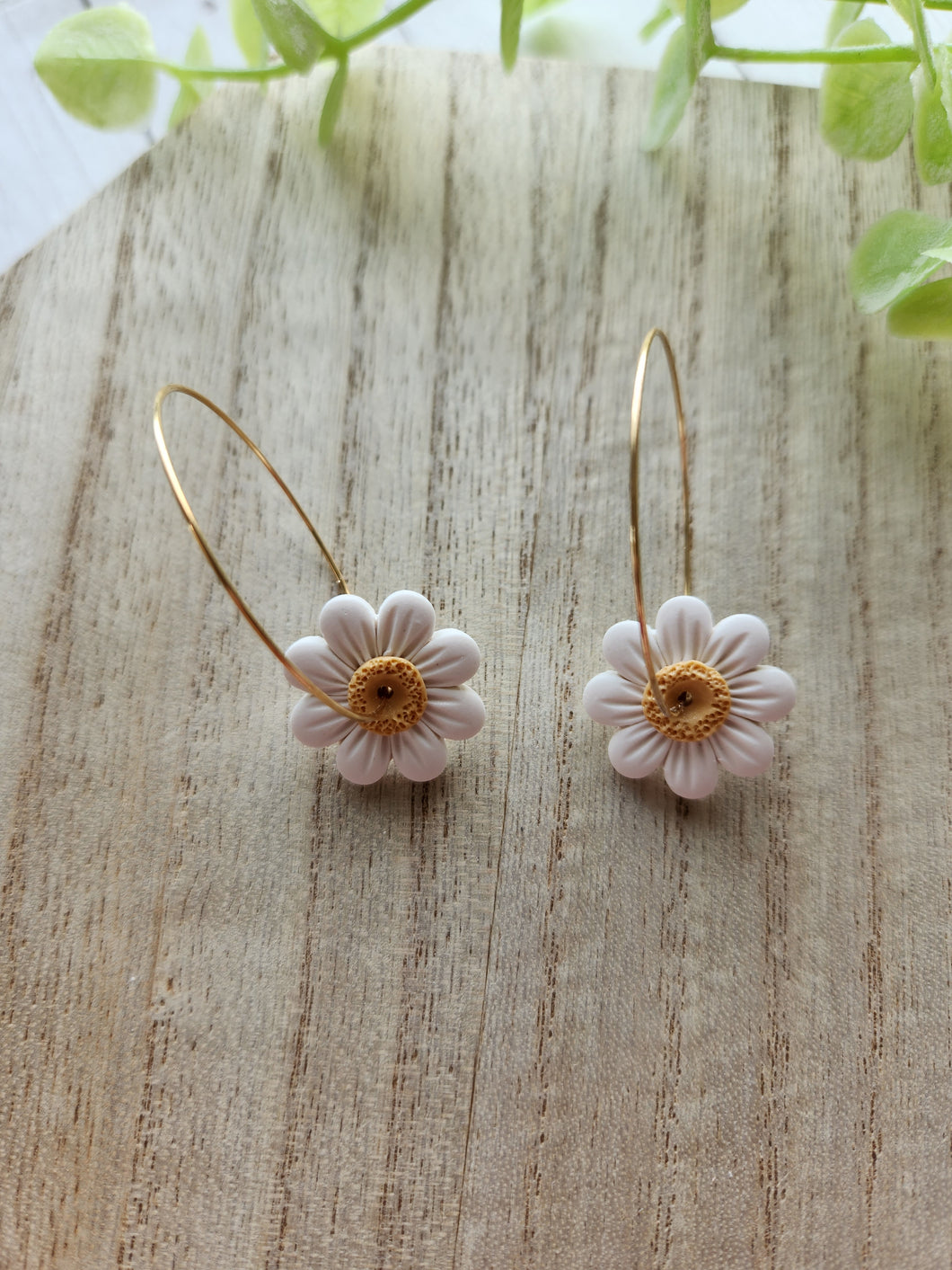 White Daisy Hoops