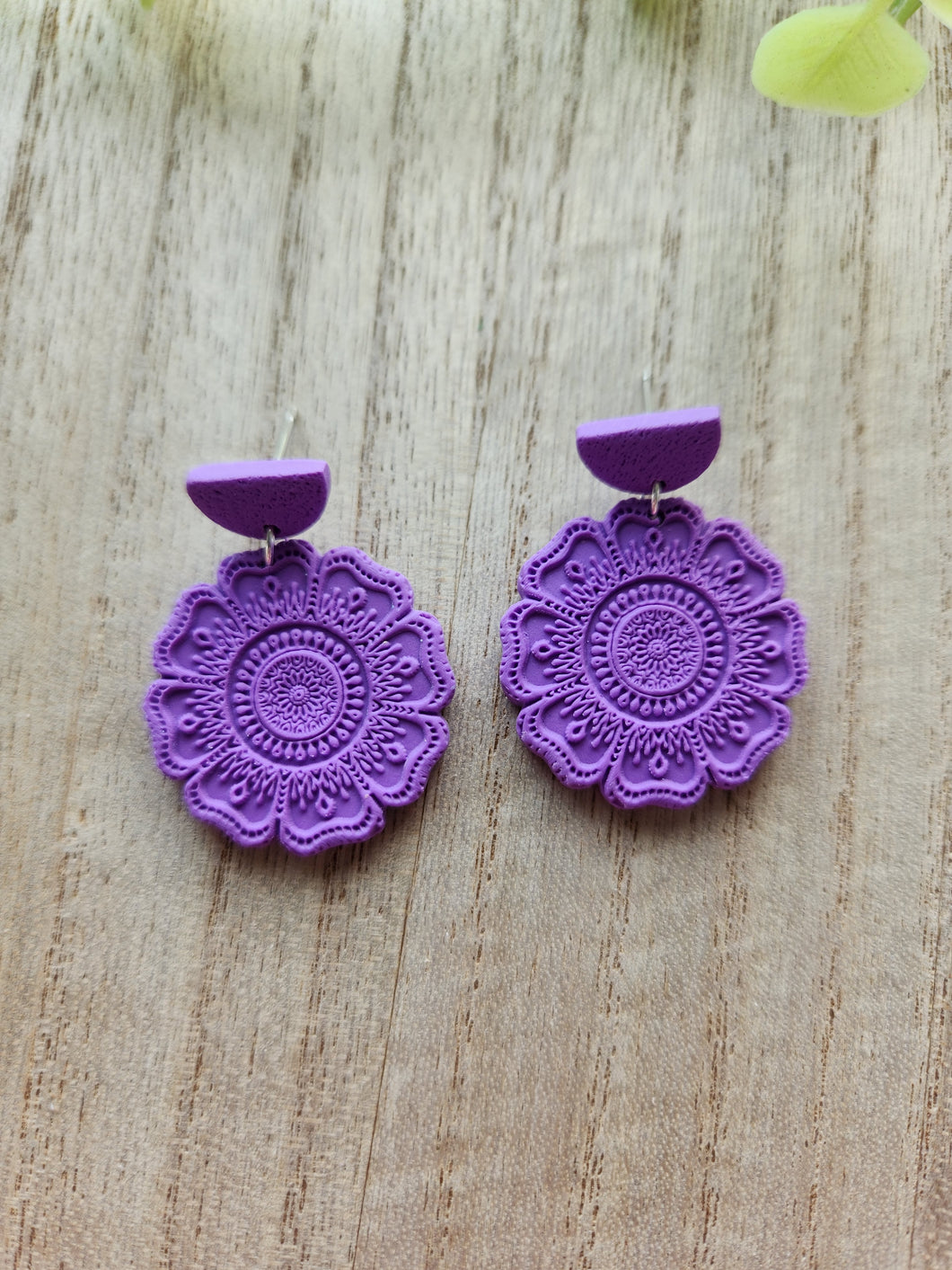 Neon Lavender Mandala Dangles