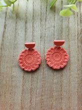 Load image into Gallery viewer, Neon Peach Mandala Dangles
