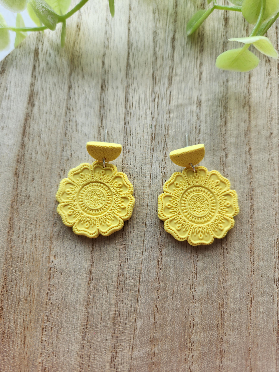 Neon Yellow Mandala Dangles