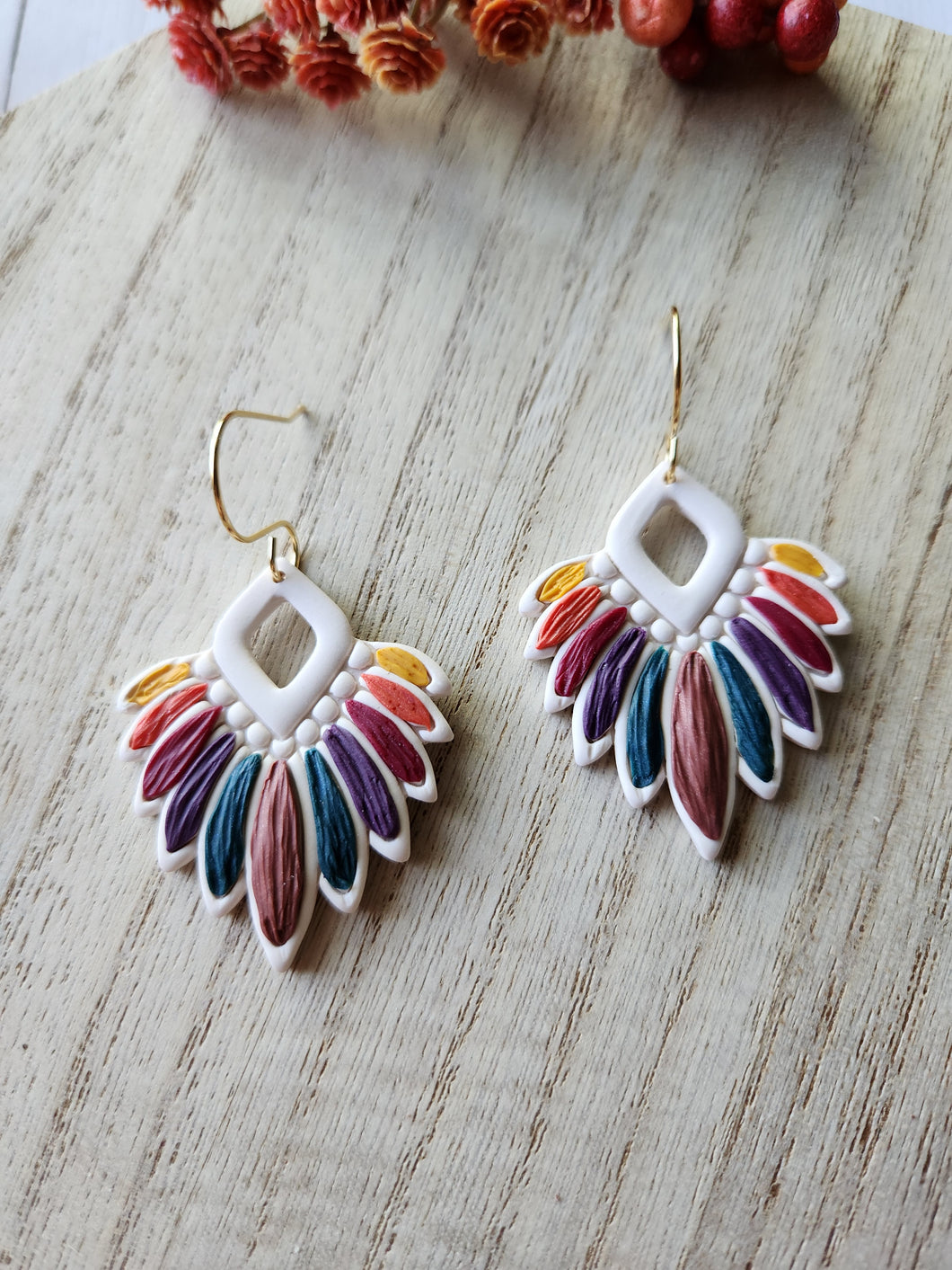 Dark Jewel Tone Feather Dangles