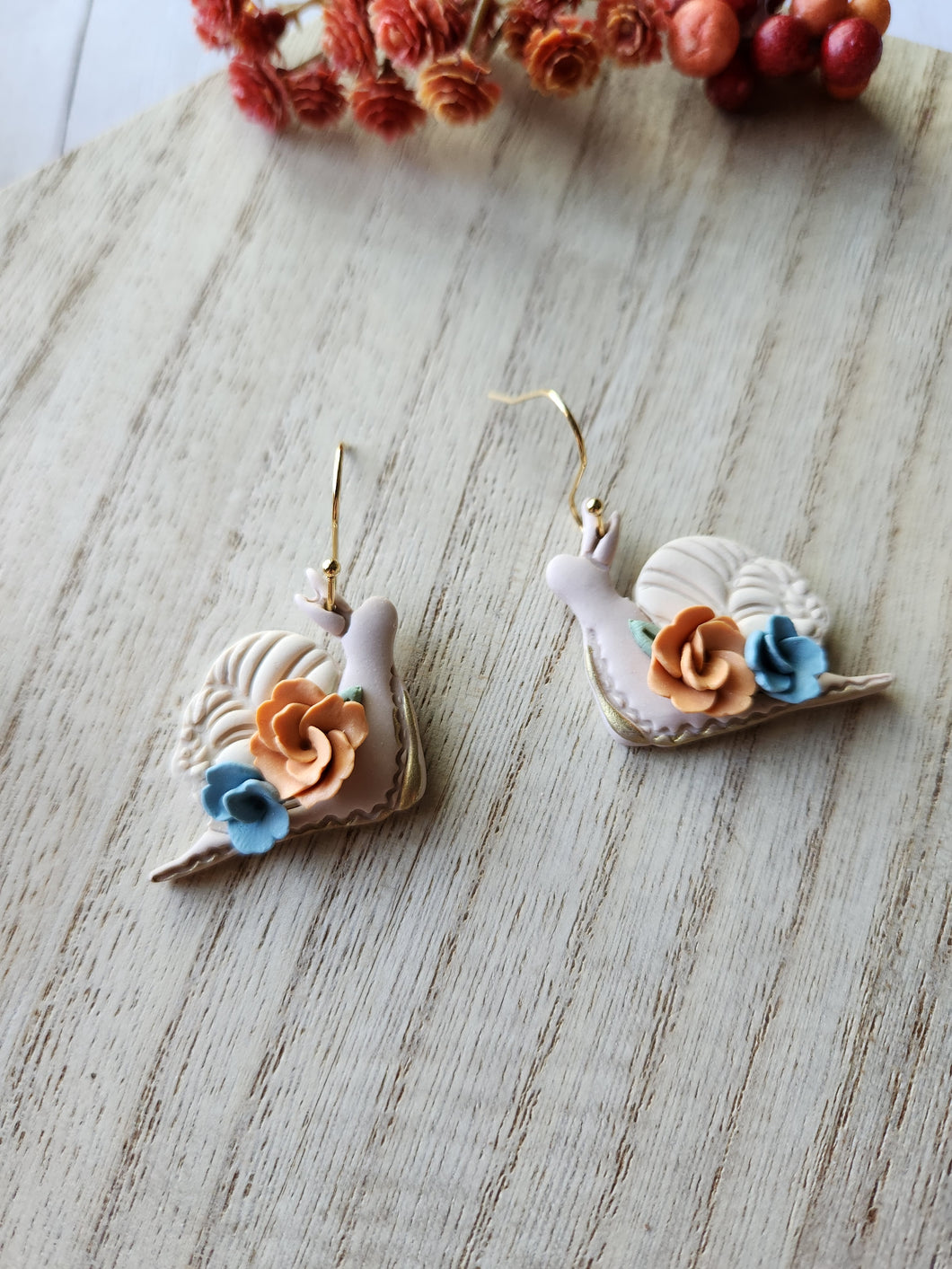 Blue Harvest Floral Snail Dangles