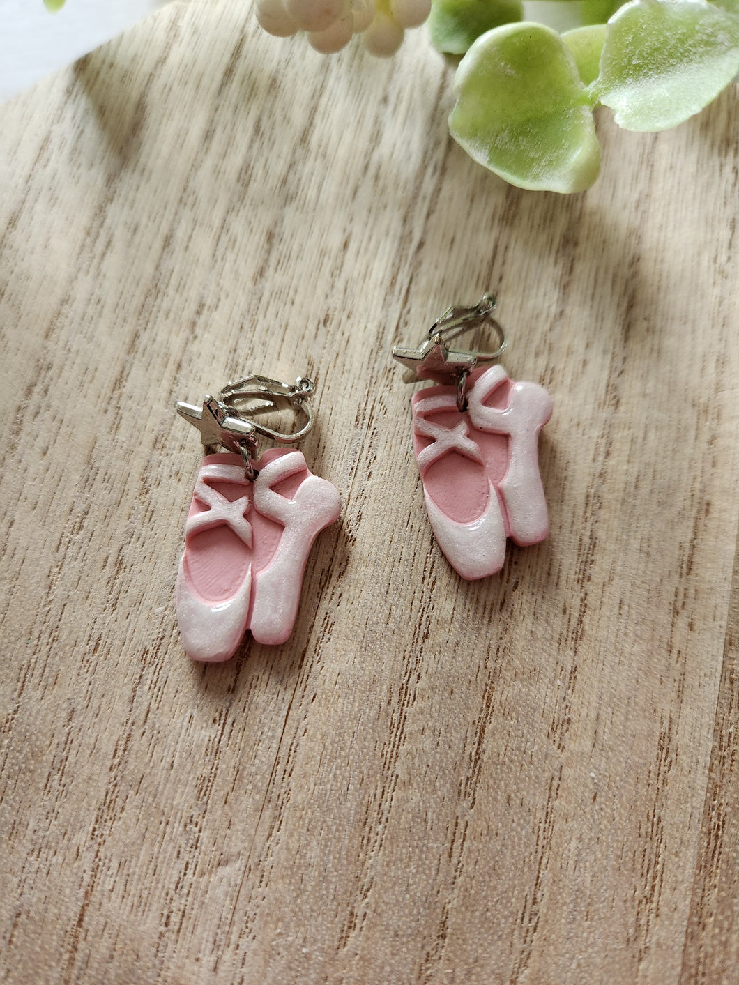 Pink Pointe Shoes Clay Earrings