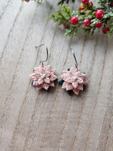 Load image into Gallery viewer, Medium Pink Poinsettia Clay Earrings
