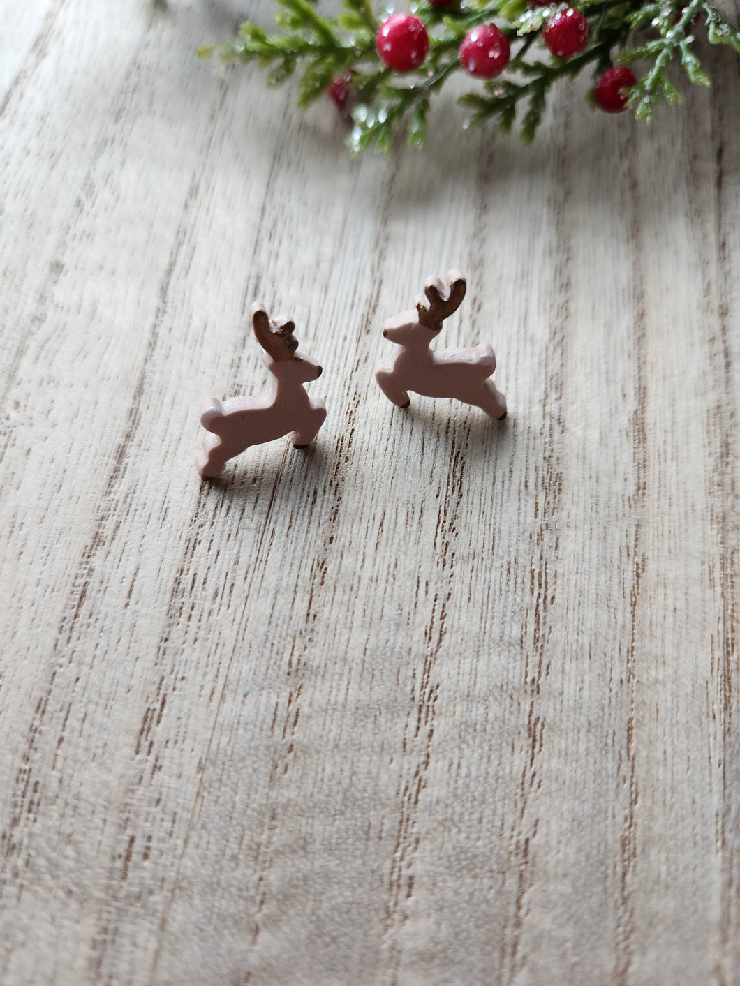 Reindeer Stud Clay Earrings