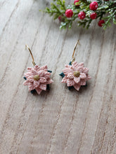 Load image into Gallery viewer, Medium Pink Poinsettia Clay Earrings
