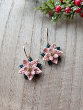 Load image into Gallery viewer, Medium Pink Poinsettia Clay Earrings
