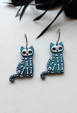 Load image into Gallery viewer, Colorshift Skelly Cat Dangle Earrings
