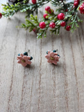 Load image into Gallery viewer, Mini Pink Poinsettia Stud Clay Earrings
