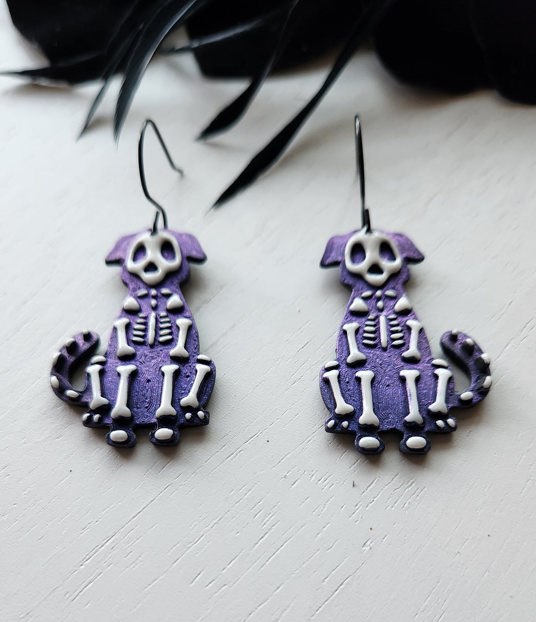 Colorshift Skelly Dog Dangle Earrings