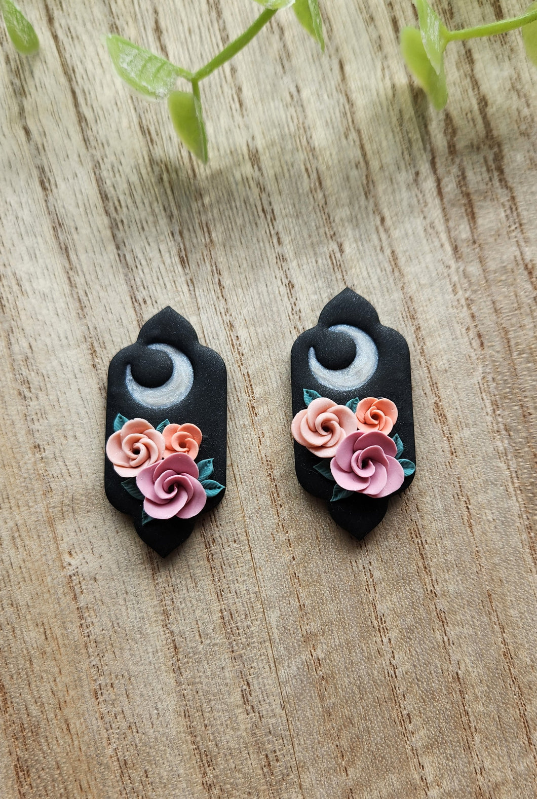 Moroccan Crescent Floral Moon Studs