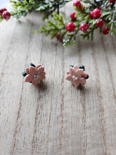 Load image into Gallery viewer, Mini Pink Poinsettia Stud Clay Earrings
