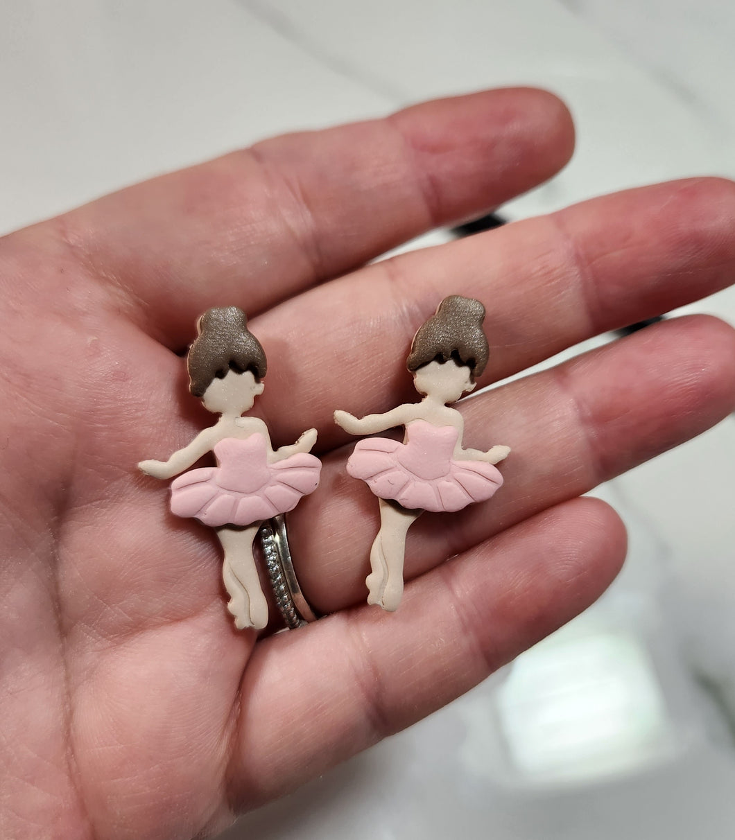 Brunette Ballerina Clay Earrings