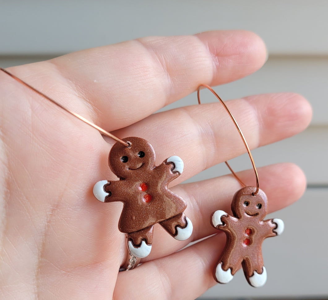 Gingerbread Couple Polymer Clay Earrings