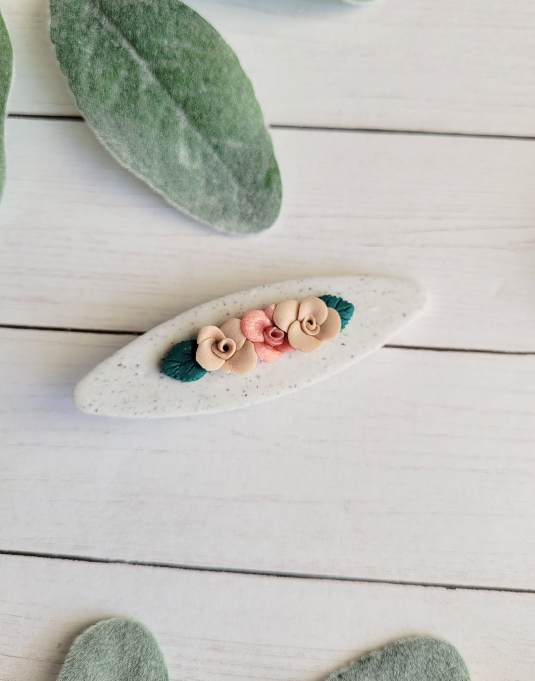 Granite Floral Clay Hair Clip