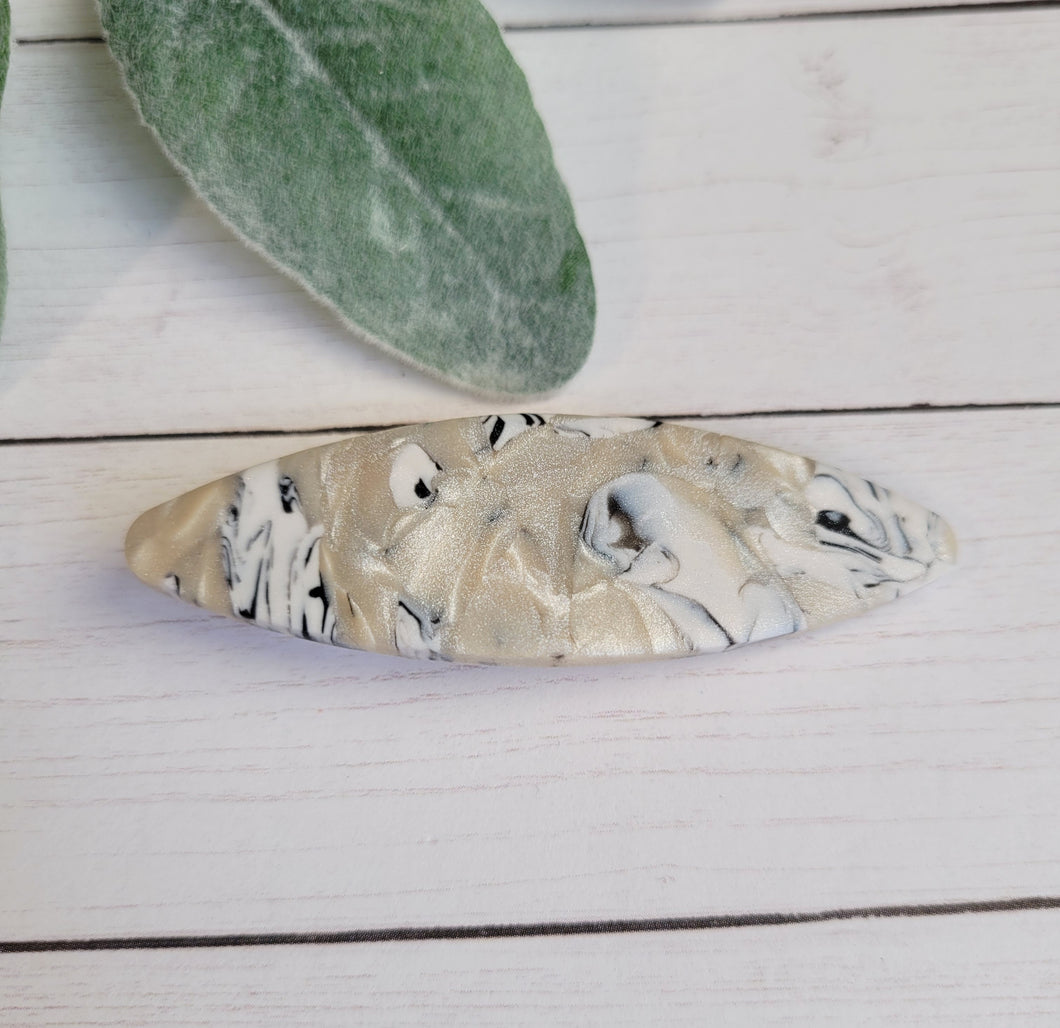 Zebra Pearl Clay Hair Clip