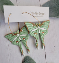 Load image into Gallery viewer, Mint Green Luna Moth Clay Earrings
