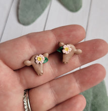 Load image into Gallery viewer, Floral Cow Stud Earrings
