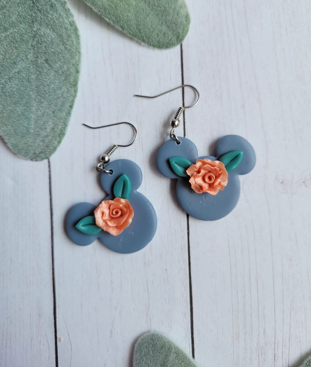 Blue Floral Mouse Dangle Earrings