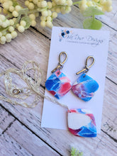 Load image into Gallery viewer, Patriotic Diamond Dangle Necklace &amp; Earring Set
