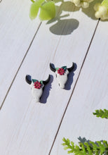 Load image into Gallery viewer, Light or Dark Pink Floral Longhorn Studs
