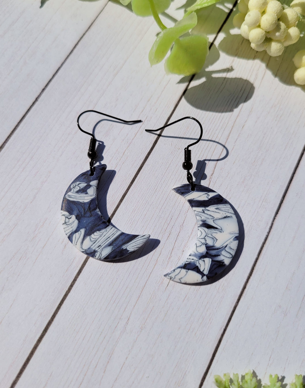 B&W Marble Crescent Moons