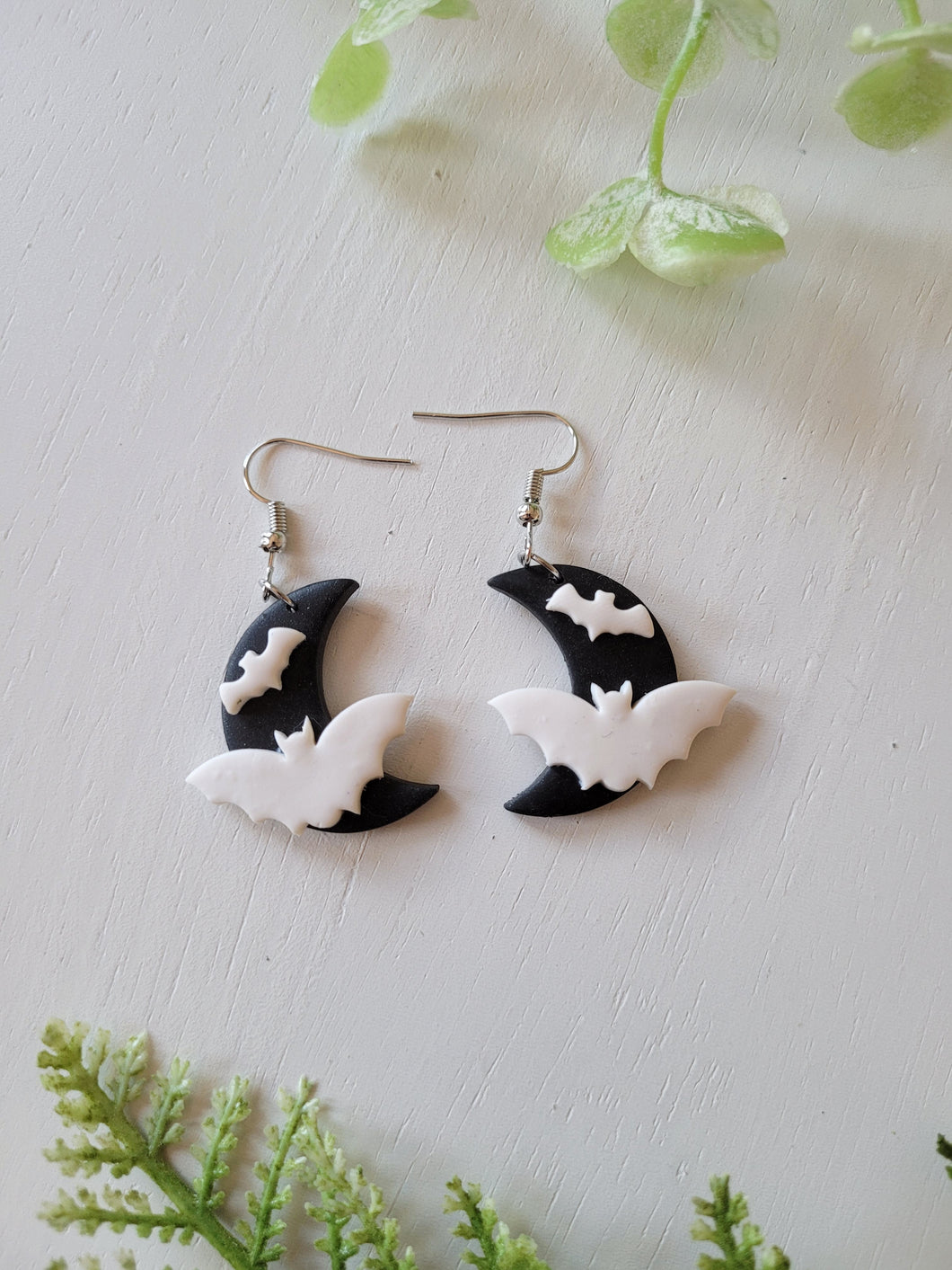 Glow in the Dark Bat Crescent Moon Dangles