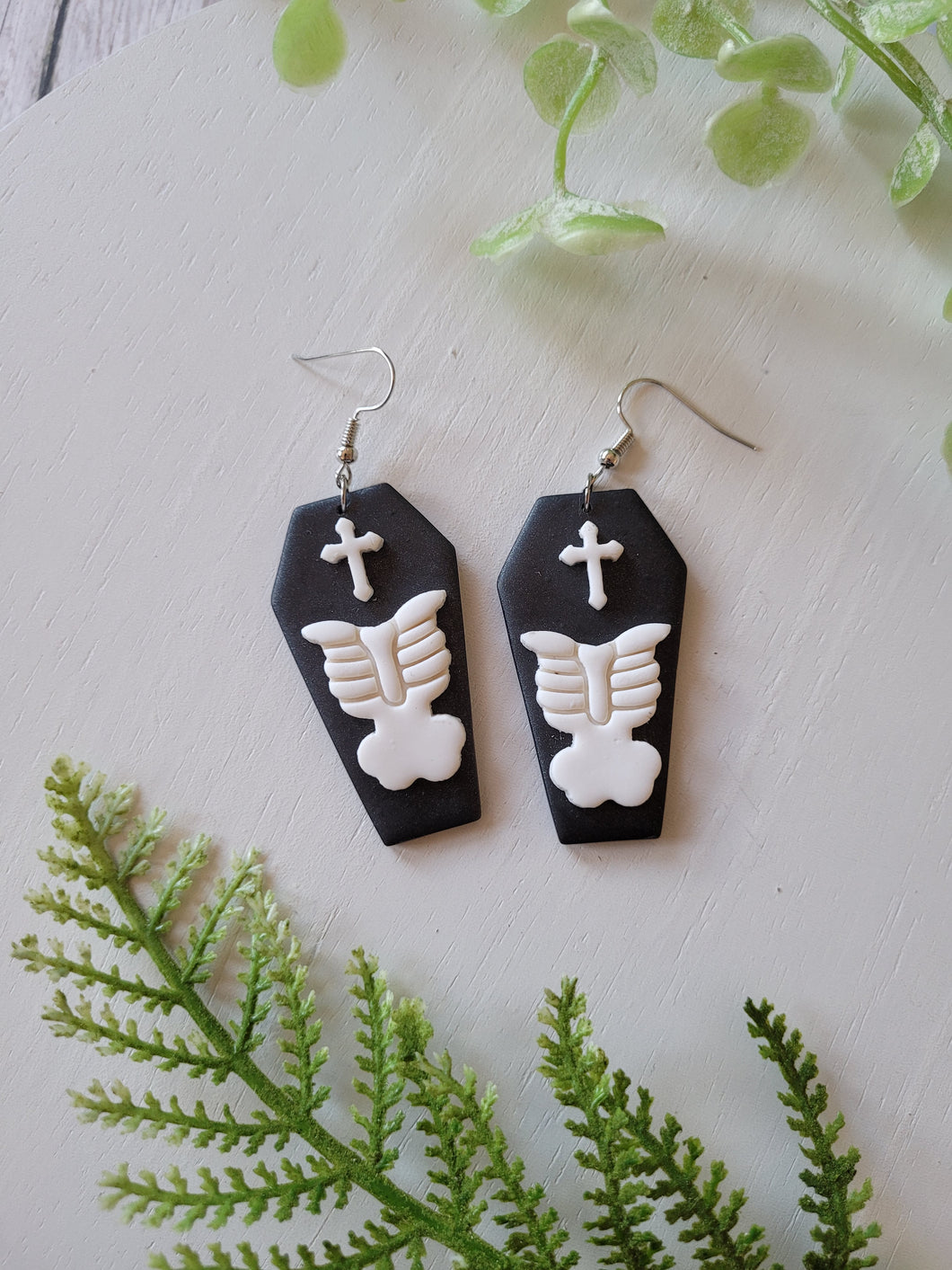 Skeleton Coffin Clay Dangle Earrings