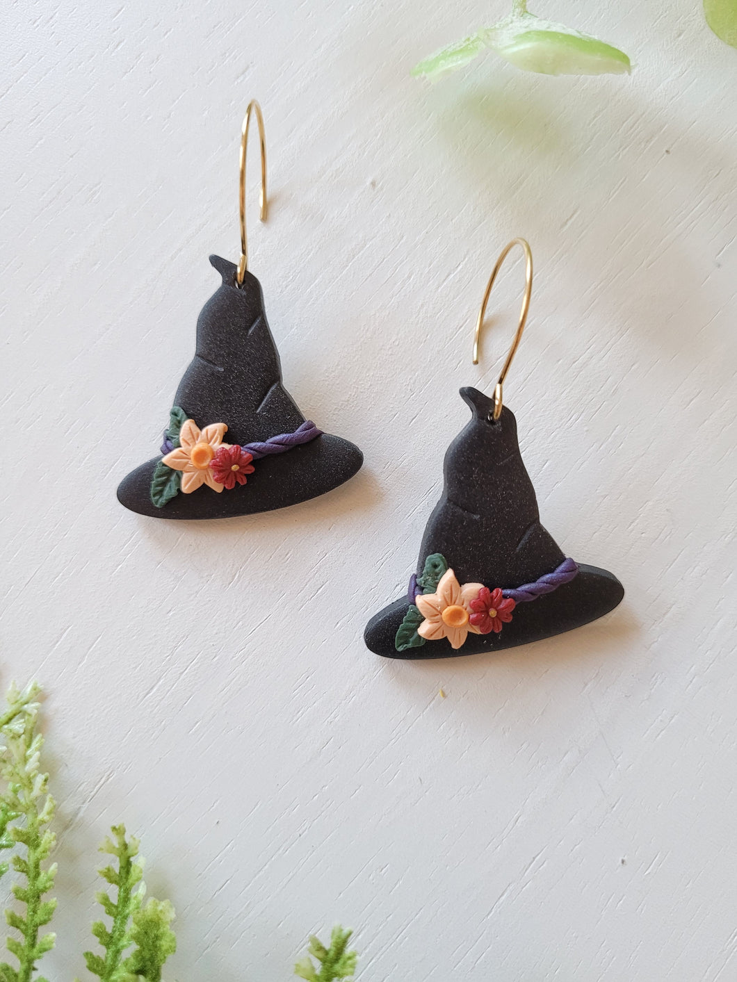 Witches Hat Clay Dangle Earrings