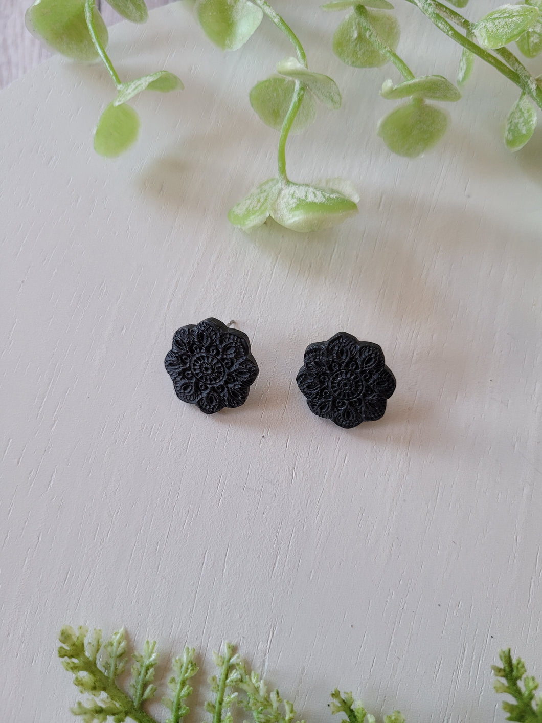 Black Mandala Studs