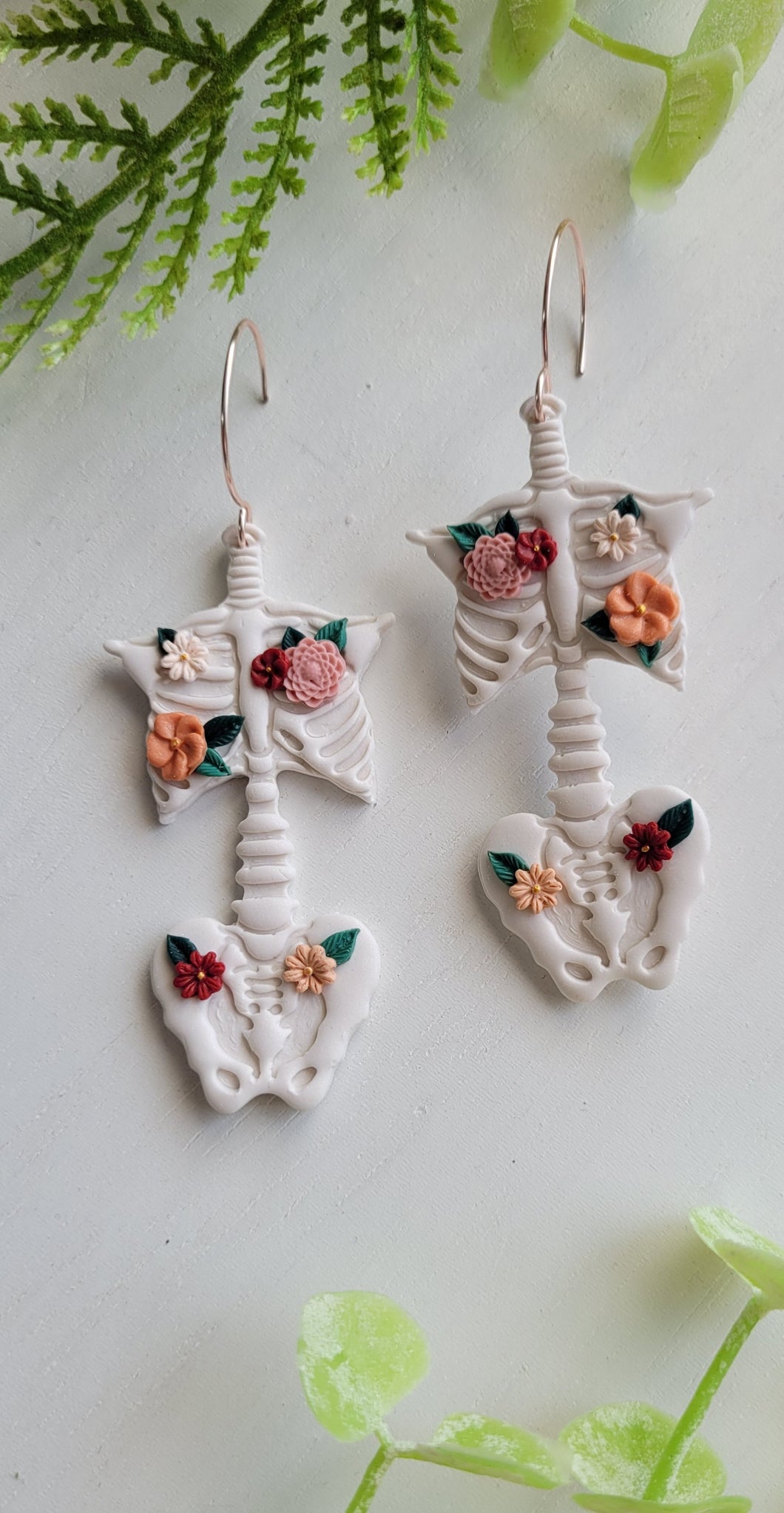 Skeleton Torso Clay Dangle Earrings