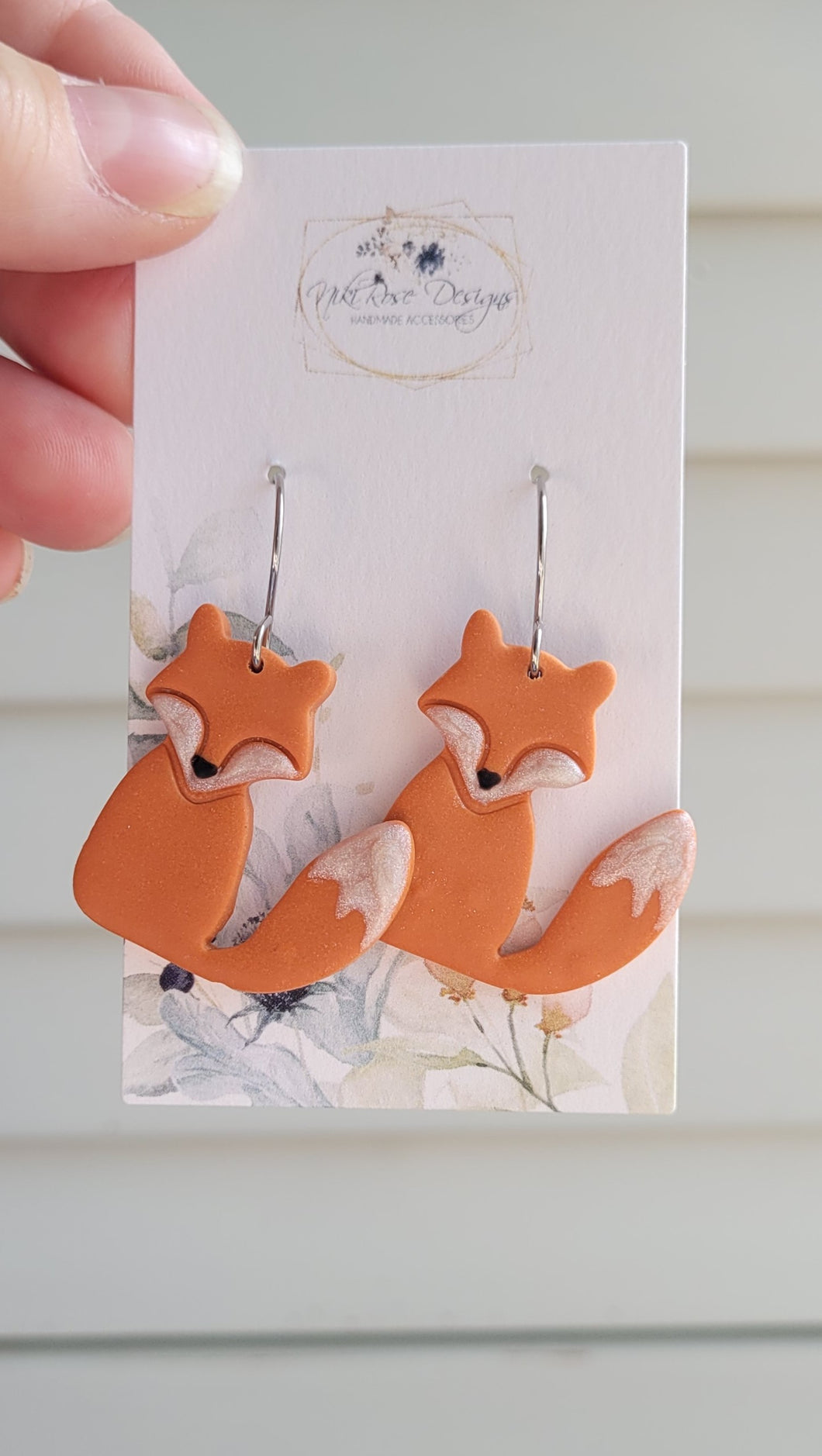 Fox Dangle Clay Earrings