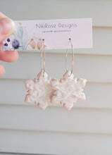 Load image into Gallery viewer, Snowflake Christmas Cookie Hoops Clay Earrings
