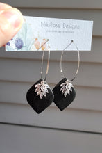 Load image into Gallery viewer, Black Diamond Rhinestone Hoop Clay Earrings
