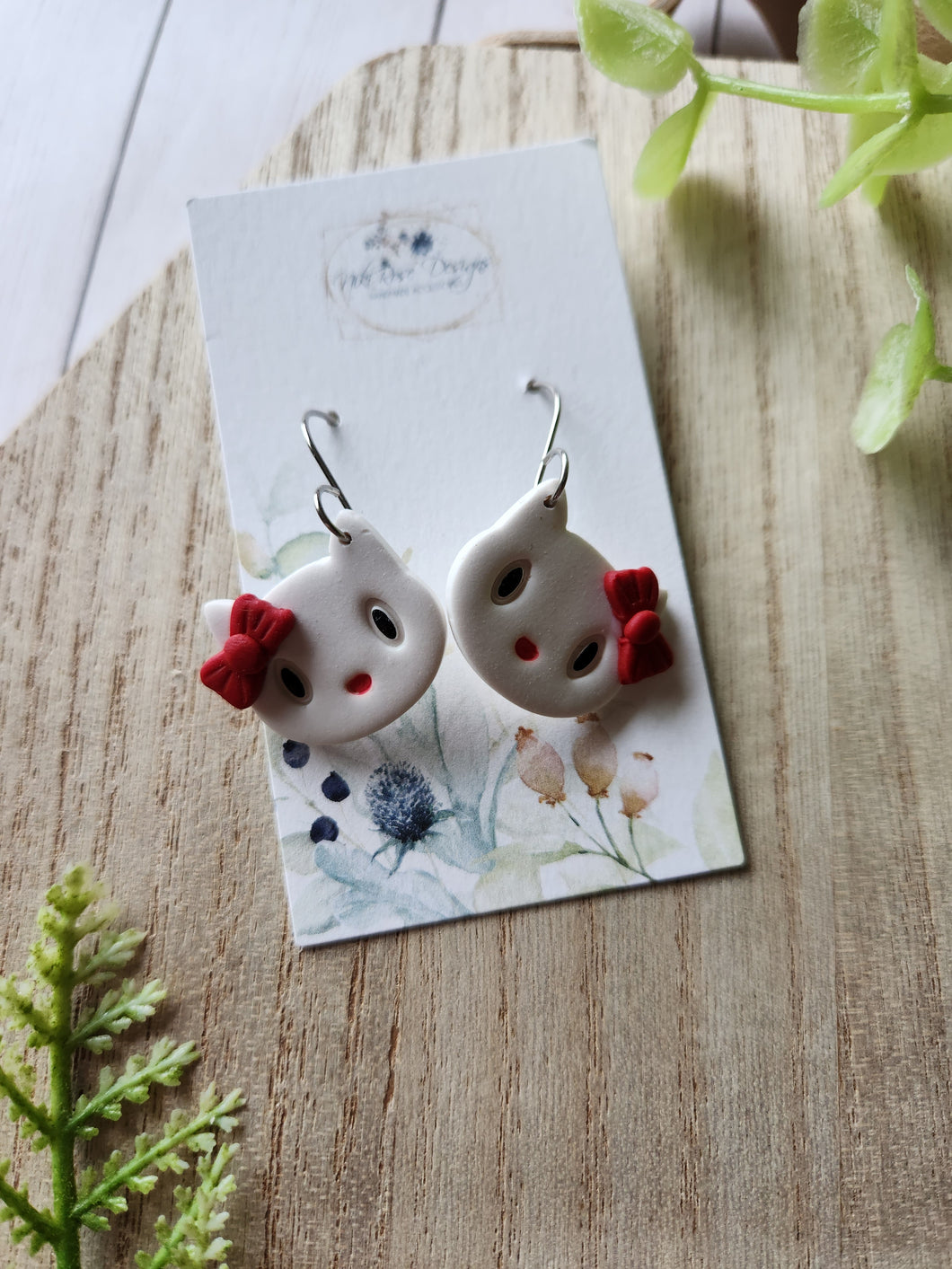 Love Kitties Dangle Clay Earrings