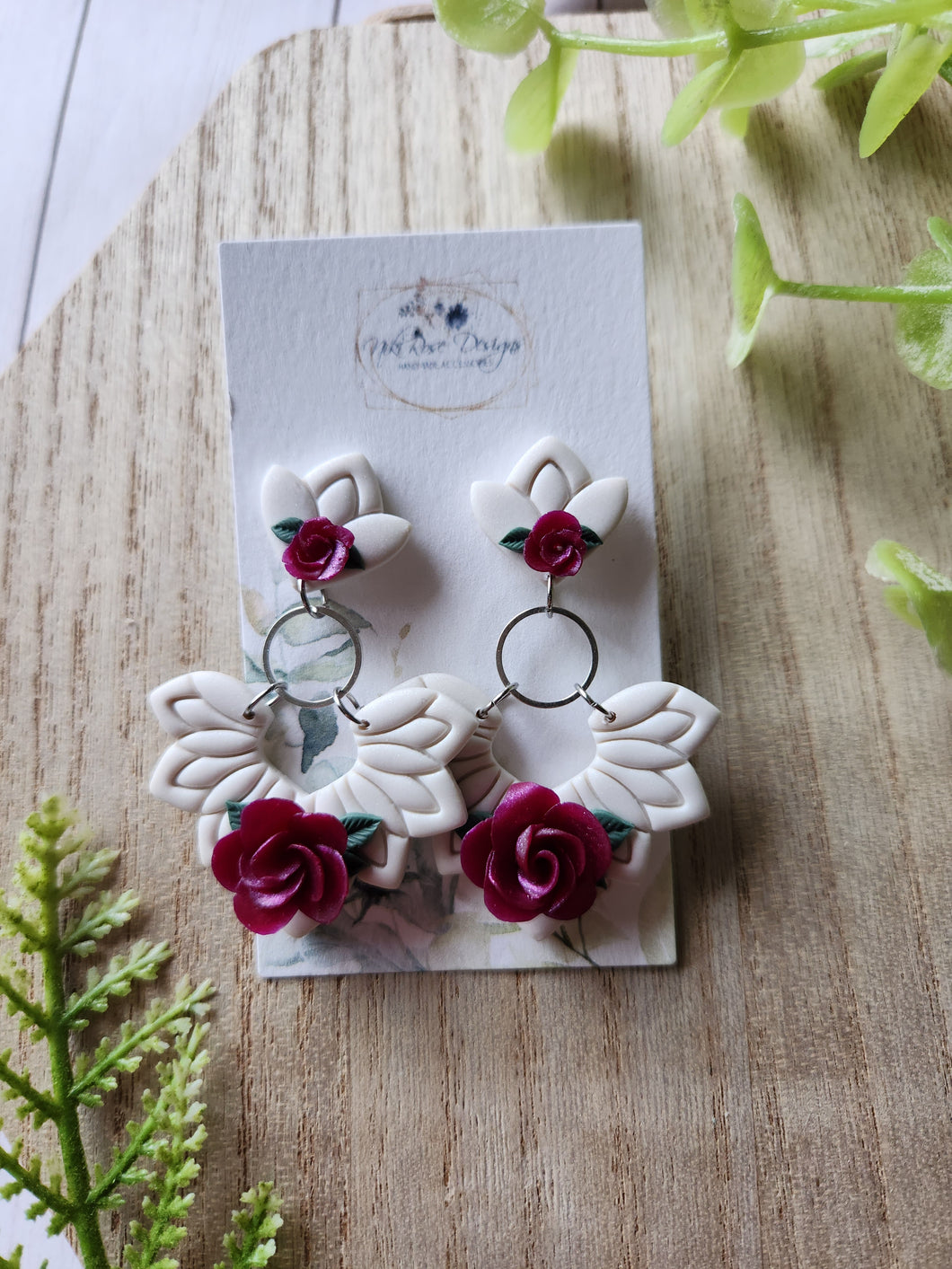 Purple Rose Floral Emily Stud Clay Earrings