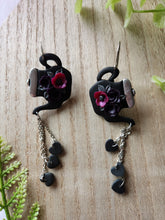 Load image into Gallery viewer, Goth Pouring Teapots Dangle Clay Earrings
