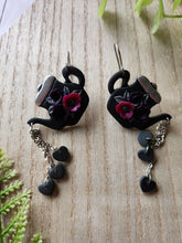 Load image into Gallery viewer, Goth Pouring Teapots Dangle Clay Earrings
