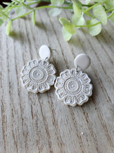 Load image into Gallery viewer, Mandala Medallion Dangles Clay Earrings
