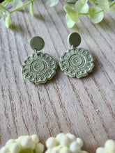 Load image into Gallery viewer, Mandala Medallion Dangles Clay Earrings
