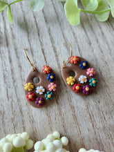 Load image into Gallery viewer, Floral Artist Pallette Clay Earrings
