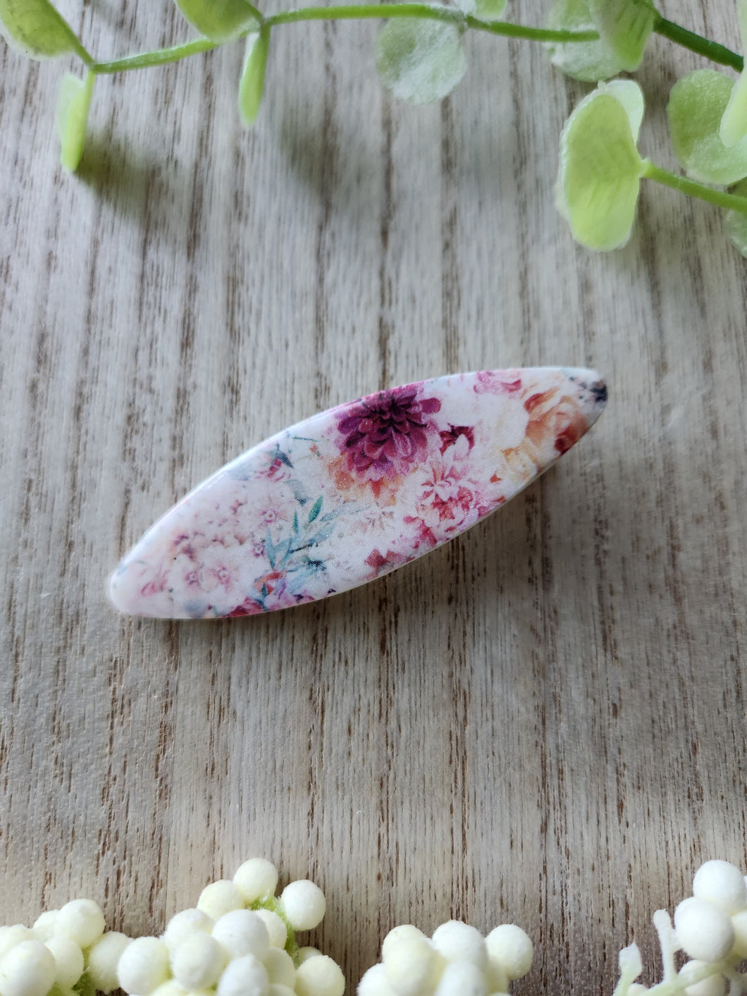 Magenta Garden Floral Oval Hair Clip